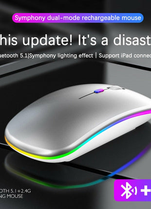 Mouse Wireless RGB Bluetooth 5.2 Ricaricabile - Gaming e Ufficio
