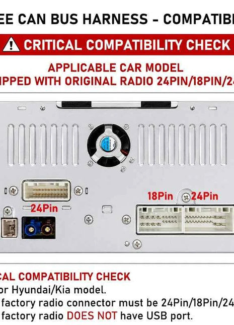 Decodificatore CAN Bus 24Pin/18Pin/24Pin con Cablaggio per Hyundai Elantra Tucson Kia Sportage Ceed, Ritenzione SWC, Adattatore Android P&P 16Pin