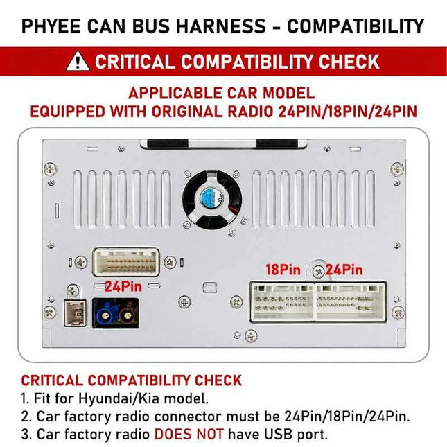 Decodificatore CAN Bus 24Pin/18Pin/24Pin con Cablaggio per Hyundai Elantra Tucson Kia Sportage Ceed, Ritenzione SWC, Adattatore Android P&P 16Pin