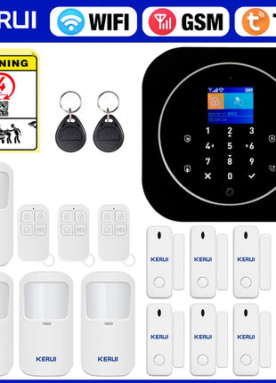 KERUI Sistema di Allarme di Sicurezza Domestica Supporto Alexa G12 Sistema di Allarme WIFI/GSM con App Telefono Sirena di Allarme Sensore PIR Tuya Smart APP
