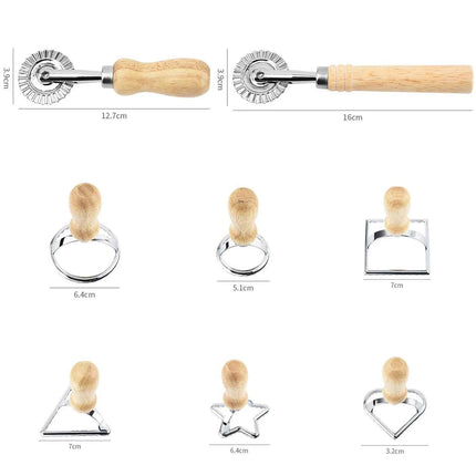 Kitchen Stainless Steel Cookies Cutter Set Pasta Press Attachment Kit Ravioli Maker Mold Tool Ravioli Stamp Set Pastry Wheel Set