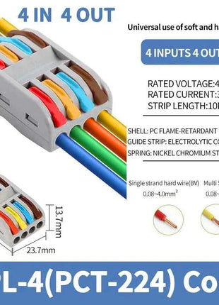 1 In Multiple Out Push-in Electrical Wire Connector Terminal Block Universal Fast Wiring Cable Connectors For Cable Connection