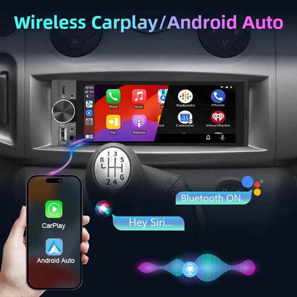 Junsun 6.86 Inch Universal 1 Din Car Stereo Radio MP5 Player Wireless Carplay Android Auto BT SWC FM USB Type-C Plug Autoradio