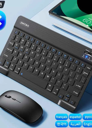 Bluetooth Wireless Keyboard Mouse For IOS Android Windows Tablet For iPad Air Mini Pro Spanish Korean Portugal Russian Keyboard