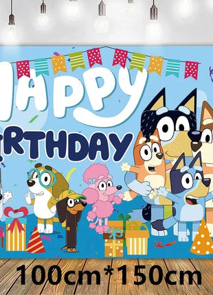 Palloncini Bluey Bingo Party Buon compleanno Banner Cane blu Palloncini Sfondo Adesivi Decorazione Cake Topper Stoviglie usa e getta
