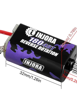 INJORA 180 Brushed Motor 48T with Stainless Steel Pinion for 1/18 1/24 FMS FCX18 FCX24 Upgrade (INM14)