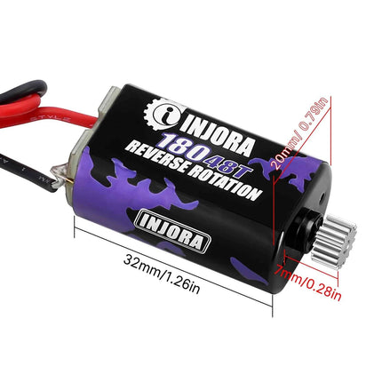 INJORA 180 Brushed Motor 48T with Stainless Steel Pinion for 1/18 1/24 FMS FCX18 FCX24 Upgrade (INM14)