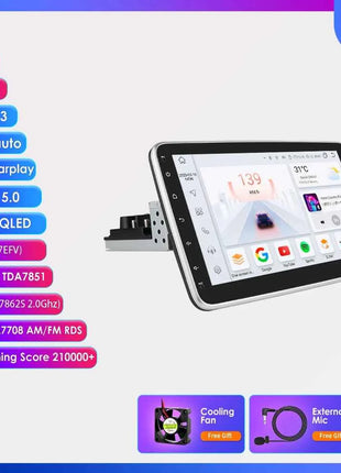 Hizpo 1din Car Stereo Radio Rotate Touch Screen For Universal Carplay GPS Navigation Bluetooth Android-auto WIFI Autoradio 7862