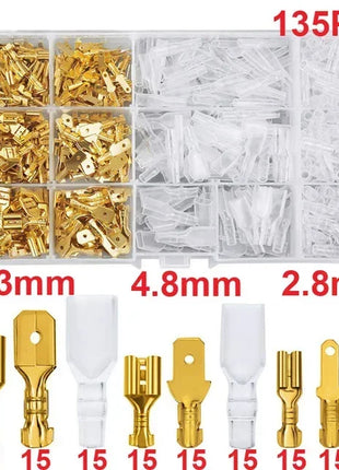 Male Female Insulated Cable Wire Connector Macho 2.8/6.3mm Electrical Crimp Terminals Spade Connectors Assortment Kit