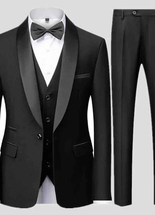 Abito Uomo 3 Pezzi Nero Slim Fit - Giacca, Pantalone e Gilet Cerimonia