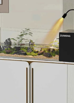 ‌Turtle Aquarium Tank - Fish & Turtle Hybrid Habitat with Stream Landscape, Luxury Villa Ecosystem for Home/Office