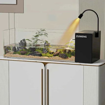 ‌Turtle Aquarium Tank - Fish & Turtle Hybrid Habitat with Stream Landscape, Luxury Villa Ecosystem for Home/Office