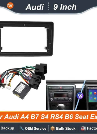 Auto Android Radio Fascias 9 Pollici Telaio Per Audi A4 B6 B7 S4 8E/8H SEAT Exeo 2000-2013 Cablaggio Cavo di Alimentazione Canbus Decoder