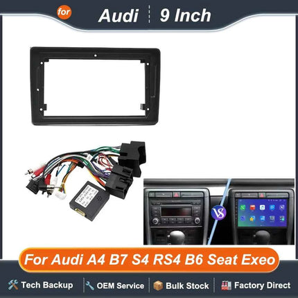 Auto Android Radio Fascias 9 Pollici Telaio Per Audi A4 B6 B7 S4 8E/8H SEAT Exeo 2000-2013 Cablaggio Cavo di Alimentazione Canbus Decoder