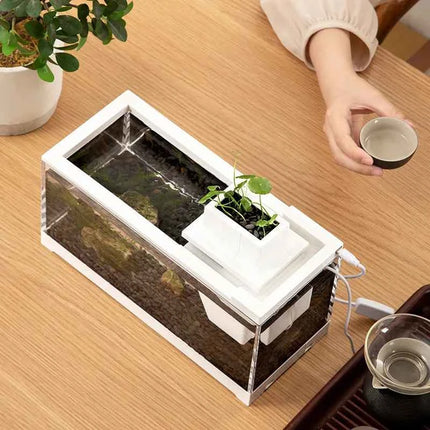 High Transmittance Fish Tank Aquarium Kits with Water Pump Heating Mat Lighting Desktop Decor For Shrimp Jellyfish Goldfish