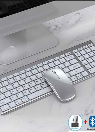 Jomaa Slim Rechargeable Bluetooth Keyboard and Mouse Set for Laptop Computer 2.4G USB Wireless Keyboard and Mouse Combo