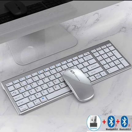 Jomaa Slim Rechargeable Bluetooth Keyboard and Mouse Set for Laptop Computer 2.4G USB Wireless Keyboard and Mouse Combo