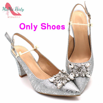 Set di Scarpe e Borsa per Donna Africana in Colore Fucsia, Design Classico Italiano di Alta Qualità con Cristalli Brillanti per Matrimoni e Feste
