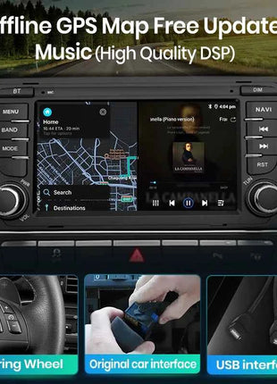Junsun 7'' Wireless CarPlay Android Auto Car Radio Multimedia For Audi A3 8P S3 2003-2012 4G WiFi GPS Navigation Autoradio