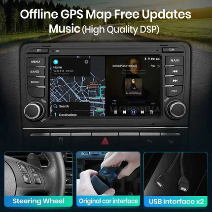 Junsun 7'' Wireless CarPlay Android Auto Car Radio Multimedia For Audi A3 8P S3 2003-2012 4G WiFi GPS Navigation Autoradio