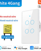 TNCE Tuya US Wi-Fi Zigbee Switch, 1/2/3/4 gang, wall button with LED light control, no neutral wire, smart voice with Alexa Google Home