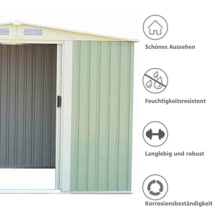 GOFLAME Casetta da Giardino Metallo 205x257x175 cm - Tetto a Capanna e Doppia Porta Scorrevole