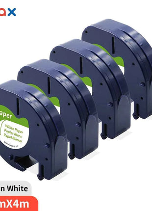 4/10PCS 91200 Compatible for DYMO LetraTag Label Tape  91220 91330 59421 Black on White 12mm*4m Paper for DYMO Label Printer
