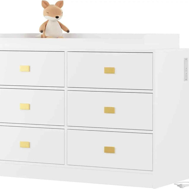A Nursery Furniture Wood Changing Table Dresser 6 Drawers With Changing Station Tray