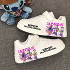 Scarpe Casual alla Moda per Bambini, Sneakers Sportive Bianche con Design Stampato KPOP, Antiscivolo e Traspiranti per Ragazzi e Ragazze
