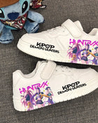 Scarpe Casual alla Moda per Bambini, Sneakers Sportive Bianche con Design Stampato KPOP, Antiscivolo e Traspiranti per Ragazzi e Ragazze