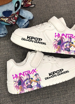 Scarpe Casual alla Moda per Bambini, Sneakers Sportive Bianche con Design Stampato KPOP, Antiscivolo e Traspiranti per Ragazzi e Ragazze