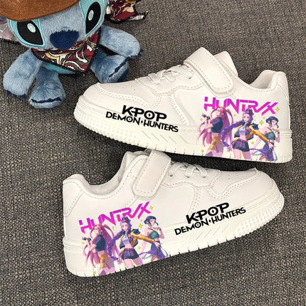Scarpe Casual alla Moda per Bambini, Sneakers Sportive Bianche con Design Stampato KPOP, Antiscivolo e Traspiranti per Ragazzi e Ragazze
