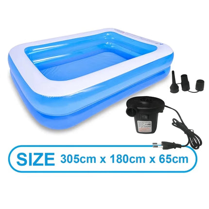 Piscina gonfiabile rettangolare in PVC per adulti, bambini e famiglie, 2/2,6/3 m, per giochi acquatici all'aperto.