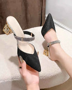 Nuovo stile punta a punta radice quadrata decorazione con strass scarpe da donna sexy ed eleganti pantofole casual e comode