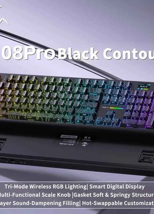 AULA F108 PRO Mechanical Keyboard Custom 100% Layout RGB Backlight Wireless Bluetooth Hifi Switch Gaming Keyboard