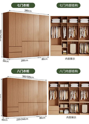 Armadio in Legno Massello di Rovere — Stile Nordico Scandinavo | Guardaroba Modulare per Camera da Letto