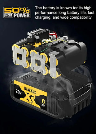 Batteria Dewalt 20V 100% Originale, Batteria agli Ioni di Litio Ricaricabile 6000mAh, Batteria di Ricambio per Utensili Elettrici Dewalt DCB200 DCB206