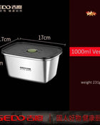 LFGB Certification 304 Stainless Steel Kitchen Food Preservation Box Air Out Slight Vaccum Crisper Well Sealed Seafood Container
