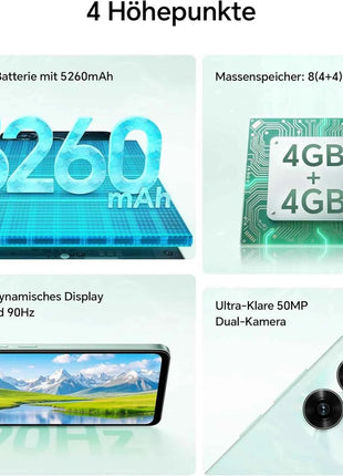 HONOR X5c Plus Smartphone 4GB+128GB/4GB+256GB,MagicOS 9.0(Android 15),5260mAh Battery, 90 Hz 6.74 Inch Display, 50MP + 14MP Camera,MediaTek Helio G81,Octa-Core Processor, Bluetooth 5.1