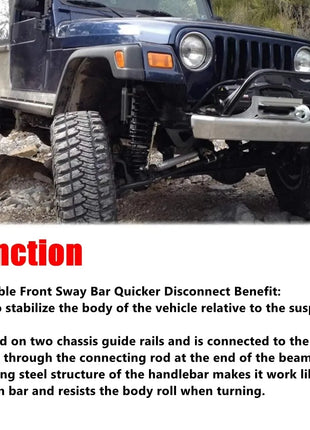 Collegamenti della barra antirollio anteriore regolabile per Jeep Wrangler JK JKS 2/4 porte 2007-2018 parti di automobili in acciaio inossidabile 2.5-6 "ascensori