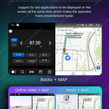 Mekede 9 / 10 inch Car Radio Universal Headunit 8G+256G TDA7851 Android 14 Navigation GPS Intelligent Systems Wireless Carplay