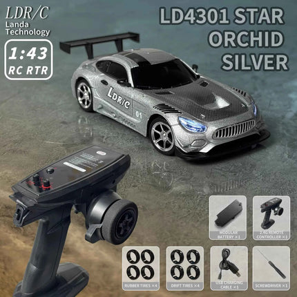 Professional 1:43 RC Drift Car with ESP Gyroscope Full Proportional Control 4WD Metal Body 2 Sets Tires for Realistic Drifting