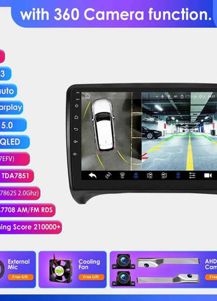 9" Hizpo 2Din Android Auto Car Radio for Audi TT MK2 8J 2006 - 2014 Snapdragon 6115 GPS Navigation SWC DSP 4G BT CarPlay 360°CAM