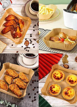 50/100PCS Large Air Fryer Disposable Paper Liner Square Non-stick Airfryer Parchment Baking Paper for Cooking Steaming Basket
