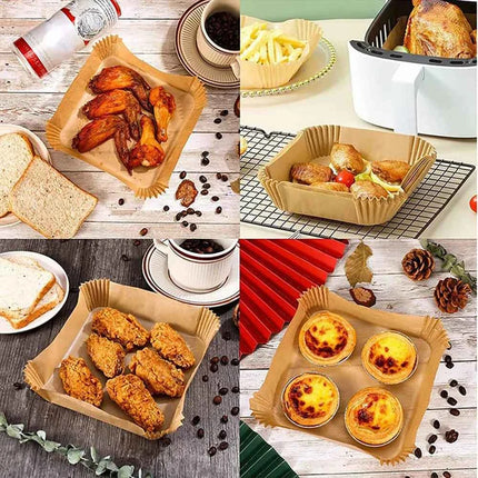 50/100PCS Large Air Fryer Disposable Paper Liner Square Non-stick Airfryer Parchment Baking Paper for Cooking Steaming Basket