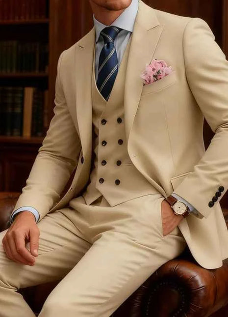 Abito Uomo 3 Pezzi Doppio Petto Slim Fit - Tuxedo Matrimonio e Gala