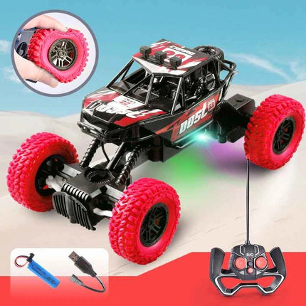 Remote control car with colorful flashing lights, rubber wheels, off-road toy car suitable for children's gifts