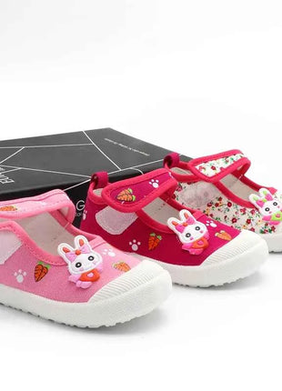 Scarpe da ginnastica in tela per bambine 2026, scarpe sportive morbide, sneakers da corsa per bambini con stampa di conigli e carote a cartone animato