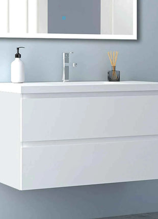 Hanging Bathroom Cabinet With Wash Basin, Width 99x44.5x52 cm, With 2 Drawers, Modern Style Bathroom Cabinet With Cushioned Closure Function, Matte White.