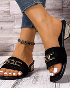 Women's Spring and Summer Casual Sandals, Unisex Fashion Metal Buckle Bohemian Buckle Sandals, Beach Shoes, Versatile Kitten Heel Sandals, Holiday, Party, Daily Work Wear